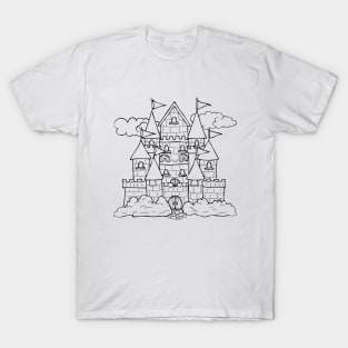 Color Me Castle Line Art Illustration by Cherie(c)2021 T-Shirt